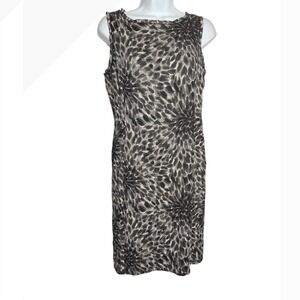 Ann Taylor Dress Size 8 Sleeveless Silk‎ Animal Print Sheath Career Dress 🤎🖤🤎